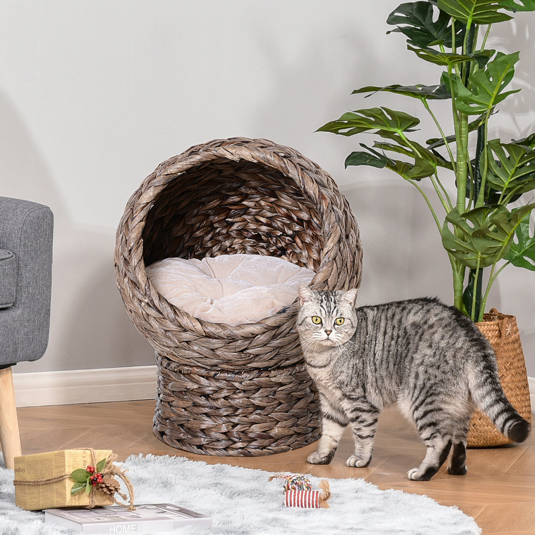 Dakota Fields Raised Cat Bed With Comfy Cushion, 23.5" H, Grey, Ideal — free download